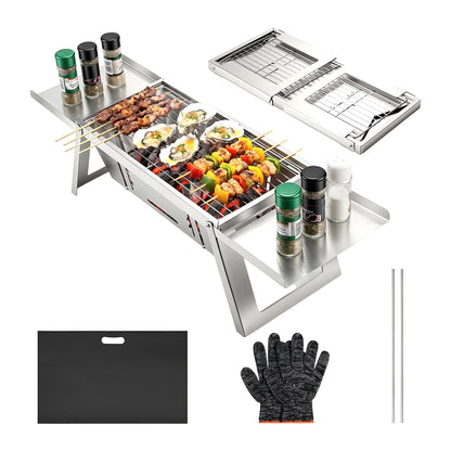 Portable Folding Charcoal BBQ Grill Compact Camping Picnic