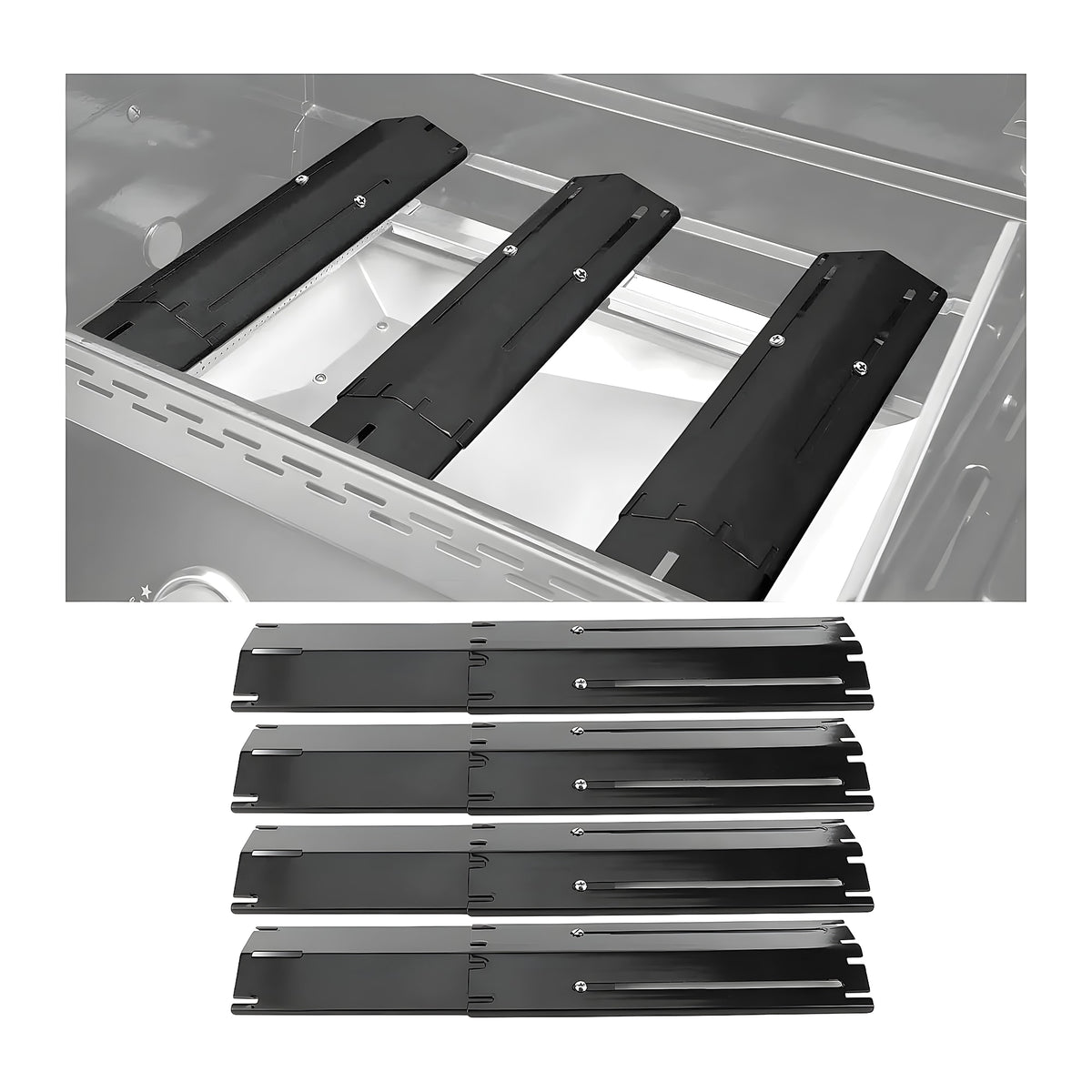 Adjustable BBQ Heat Plates & Flame Tamers – 4 or 8 Pack
