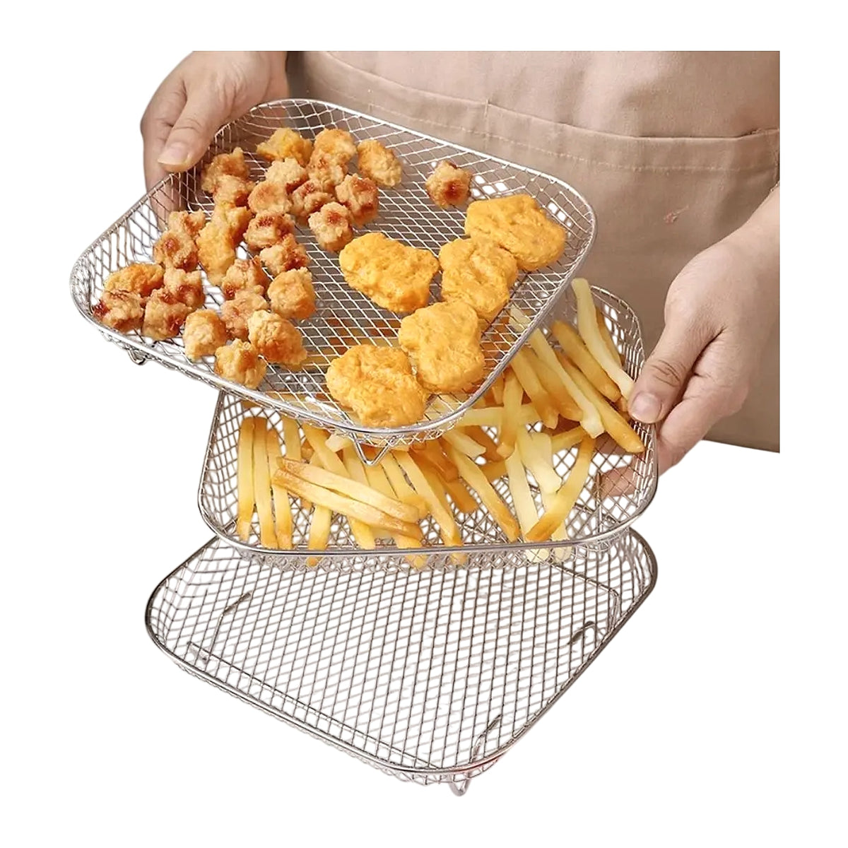Stackable Stainless Steel Air Fryer Rack – 3 Shapes