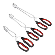 Scissor BBQ Tongs, Stainless Steel, Long Handle with Non-Slip Grip