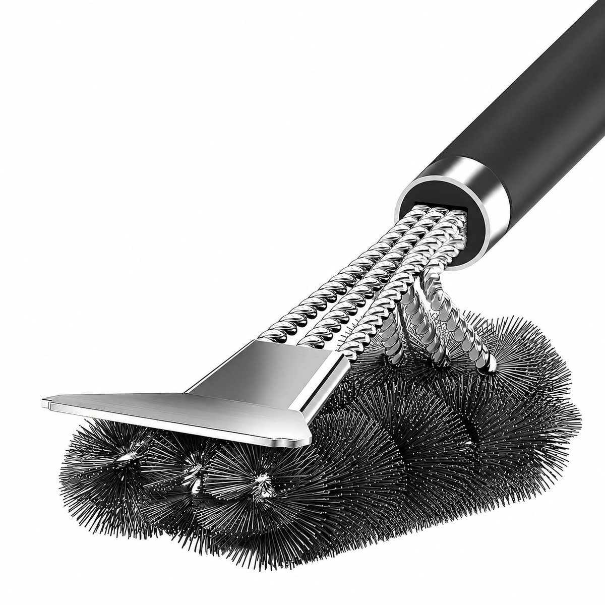 Stainless Steel BBQ Grill Brush & Scraper with Long Handle