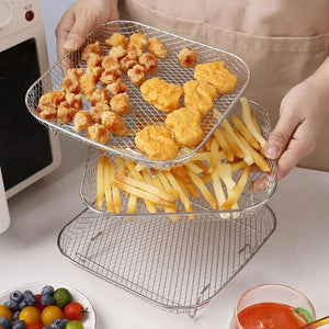 New Durable Stackable Air Fryer Rack Non-Stick Stainless Steel Airfryer Tray Gri