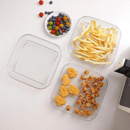 New Durable Stackable Air Fryer Rack Non-Stick Stainless Steel Airfryer Tray Gri