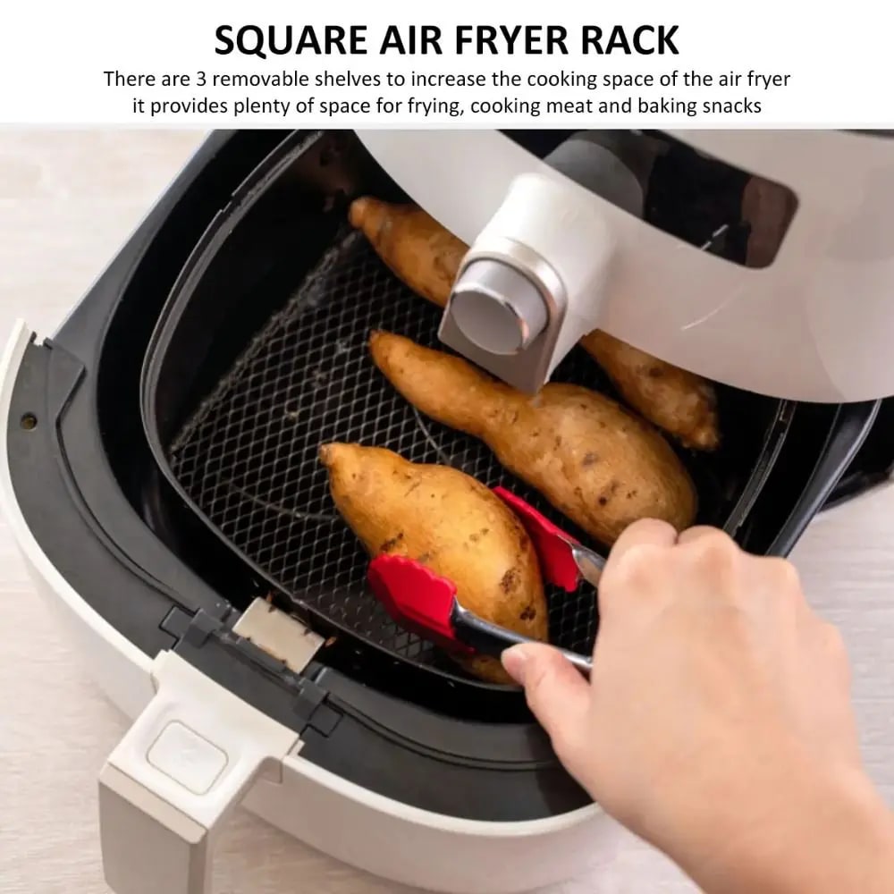 New Durable Stackable Air Fryer Rack Non-Stick Stainless Steel Airfryer Tray Gri