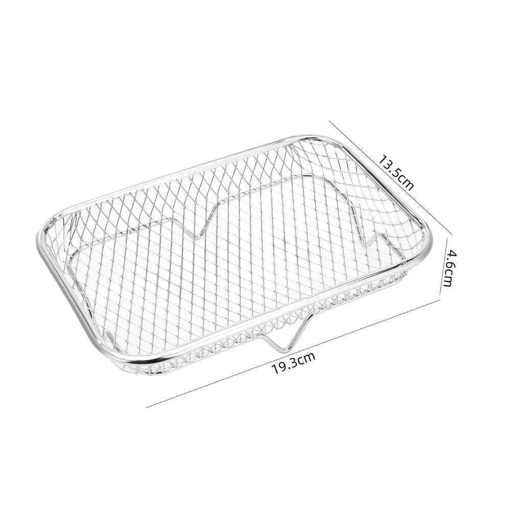 New Durable Stackable Air Fryer Rack Non-Stick Stainless Steel Airfryer Tray Gri - Rectangle