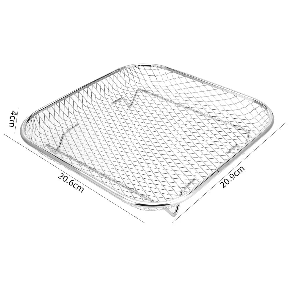 New Durable Stackable Air Fryer Rack Non-Stick Stainless Steel Airfryer Tray Gri - Square