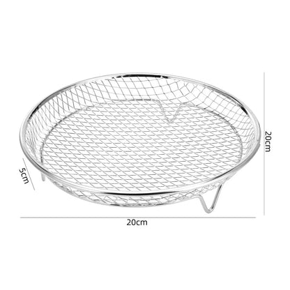 New Durable Stackable Air Fryer Rack Non-Stick Stainless Steel Airfryer Tray Gri - Circle