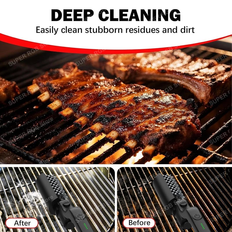 Electric Grill Cleaning Brush Rotary BBQ Cleaner Tool 3-Speed 2600mAh Cordless R