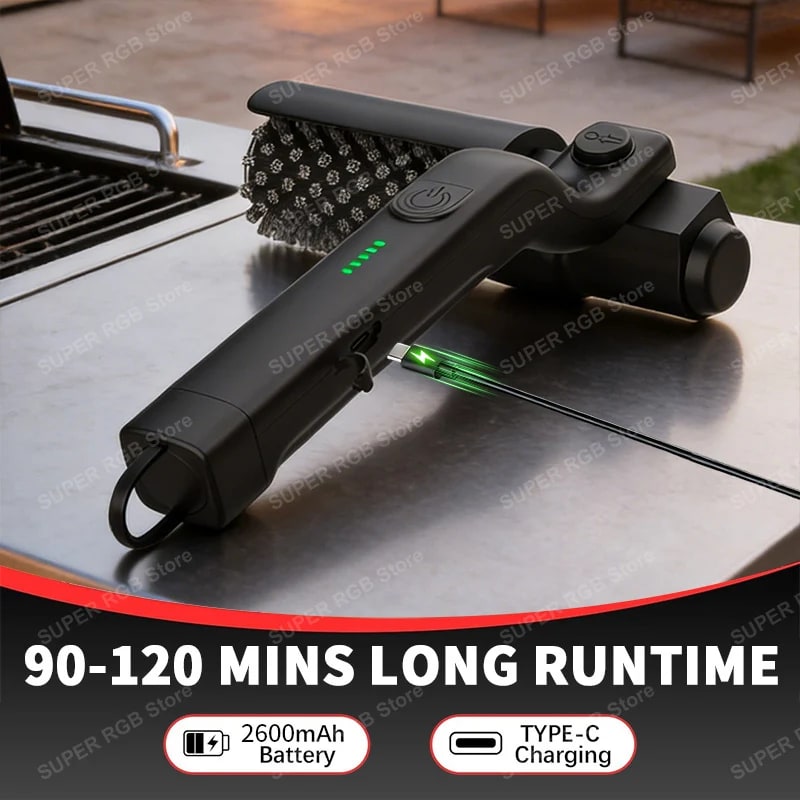 Electric Grill Cleaning Brush Rotary BBQ Cleaner Tool 3-Speed 2600mAh Cordless R