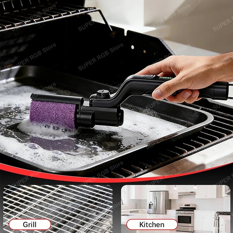 Electric Grill Cleaning Brush Rotary BBQ Cleaner Tool 3-Speed 2600mAh Cordless R
