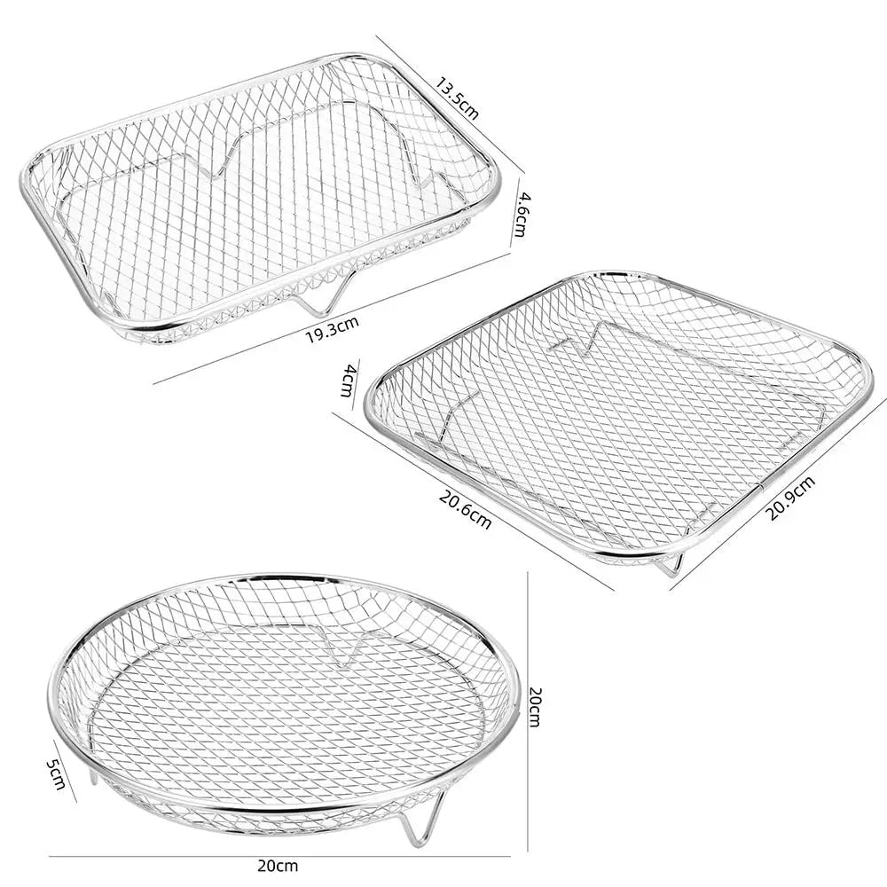 1Pc Air Fryer Rack Stackable Grilling Rack Stainless Steel Grill Basket Non-Stic
