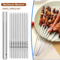 10/20Pcs Stainless Steel Barbecue Skewer Reusable Flat BBQ Needle Stick Barbecue