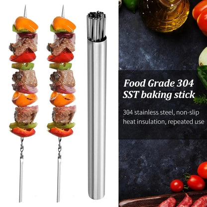 10/20Pcs Stainless Steel Barbecue Skewer Reusable Flat BBQ Needle Stick Barbecue