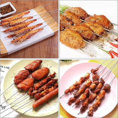 10/20Pcs Stainless Steel Barbecue Skewer Reusable Flat BBQ Needle Stick Barbecue