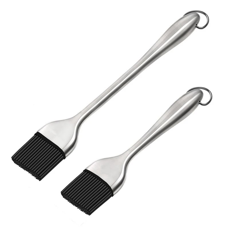 LMETJMA Silicone BBQ Brush BPA Free Basting Pastry Brush with Stainless Steel Ha