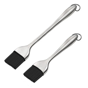 LMETJMA Silicone BBQ Brush BPA Free Basting Pastry Brush with Stainless Steel Ha