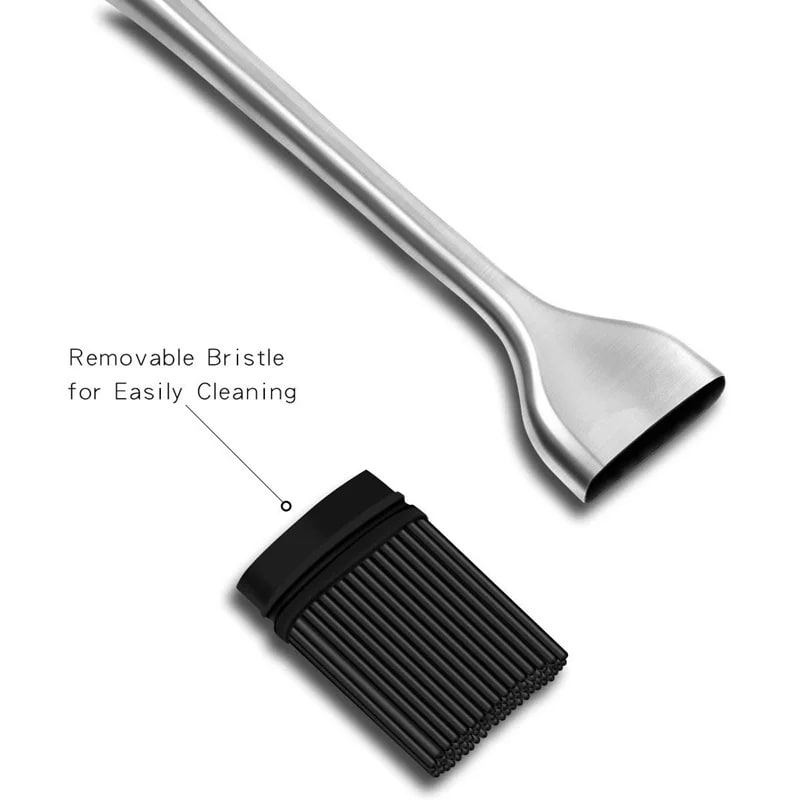 LMETJMA Silicone BBQ Brush BPA Free Basting Pastry Brush with Stainless Steel Ha