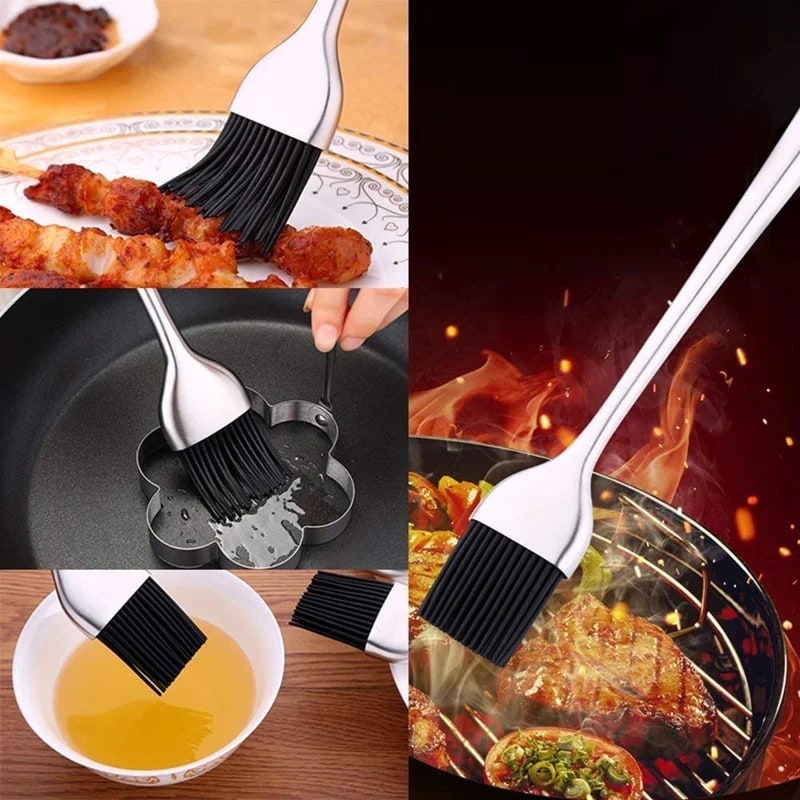 LMETJMA Silicone BBQ Brush BPA Free Basting Pastry Brush with Stainless Steel Ha