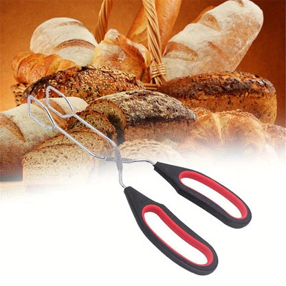3sizes Barbecue Scissor Tong Non-Slip Grilled Food Bread Tong Metal BBQ Baking C