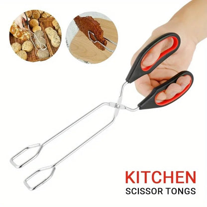 3sizes Barbecue Scissor Tong Non-Slip Grilled Food Bread Tong Metal BBQ Baking C