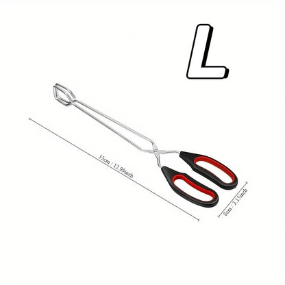 3sizes Barbecue Scissor Tong Non-Slip Grilled Food Bread Tong Metal BBQ Baking C - L