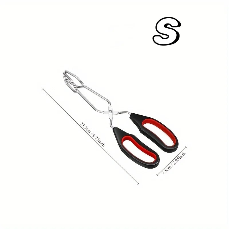 3sizes Barbecue Scissor Tong Non-Slip Grilled Food Bread Tong Metal BBQ Baking C - S