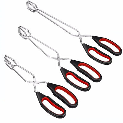 3sizes Barbecue Scissor Tong Non-Slip Grilled Food Bread Tong Metal BBQ Baking C - 3 sizes