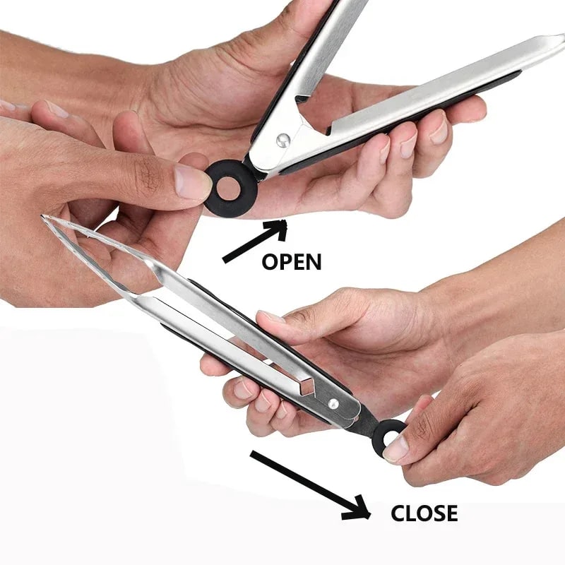 1Pcs BBQ Grill Tongs Salad Steak Spaghetti Candy Charcoal Meat Stainless Steel C
