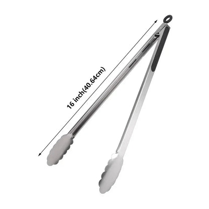1Pcs BBQ Grill Tongs Salad Steak Spaghetti Candy Charcoal Meat Stainless Steel C - G-16 inches(40.64cm)
