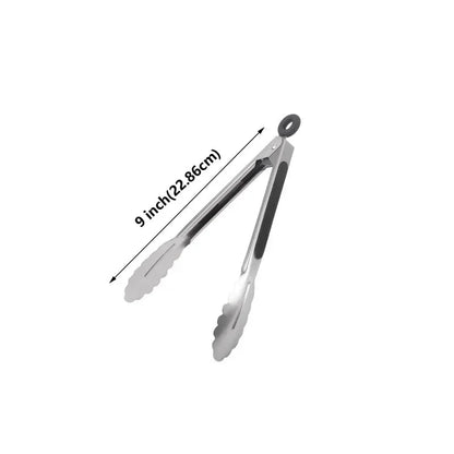 1Pcs BBQ Grill Tongs Salad Steak Spaghetti Candy Charcoal Meat Stainless Steel C - G-9 inches(22.86cm)