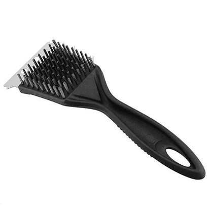 For Barbecue Grill Brush Steel Wire Bristles BBQ Cleaning Brushes D - 1Pcs Black