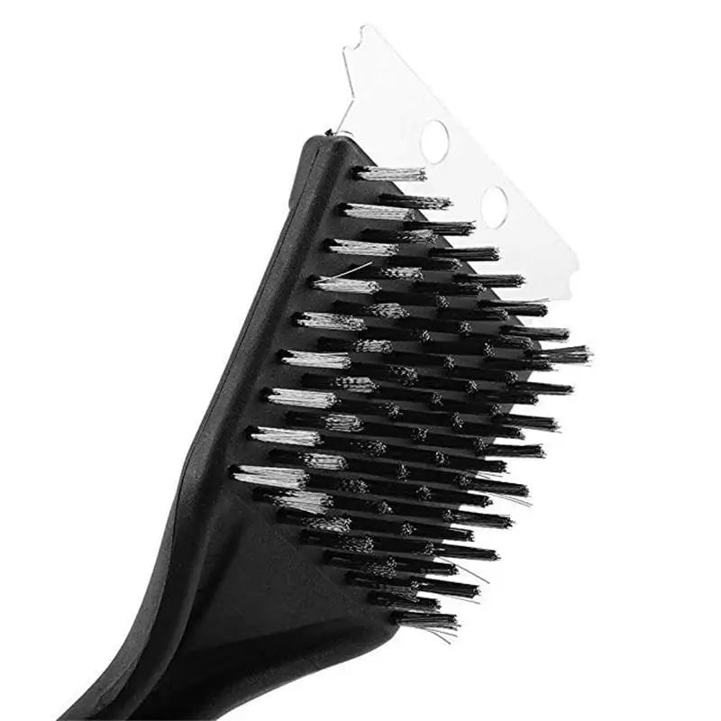 For Barbecue Grill Brush Steel Wire Bristles BBQ Cleaning Brushes D - 1Pcs Black