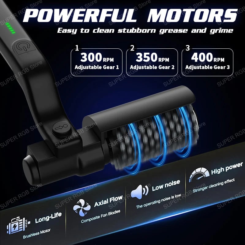 Electric BBQ Cleaner Brush Wireless Stainless Steel Rotary Grill Brush for Outdo