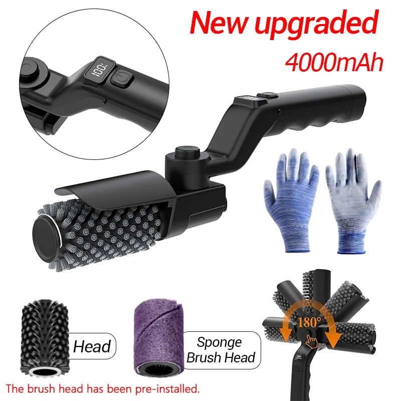 Electric BBQ Cleaner Brush Wireless Stainless Steel Rotary Grill Brush for Outdo - upgraded 4000mAh