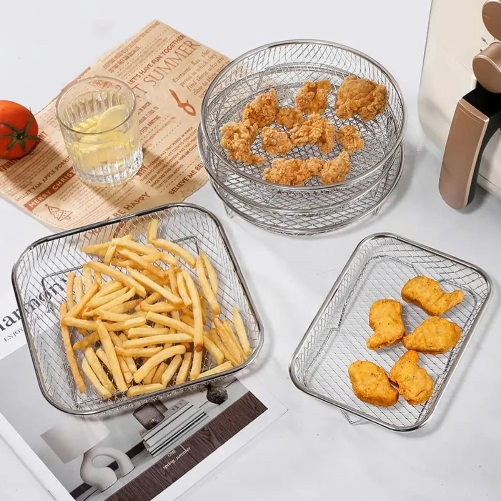 High Quality Stackable Air Fryer Rack Non-Stick Stainless Steel Airfryer Tray Du