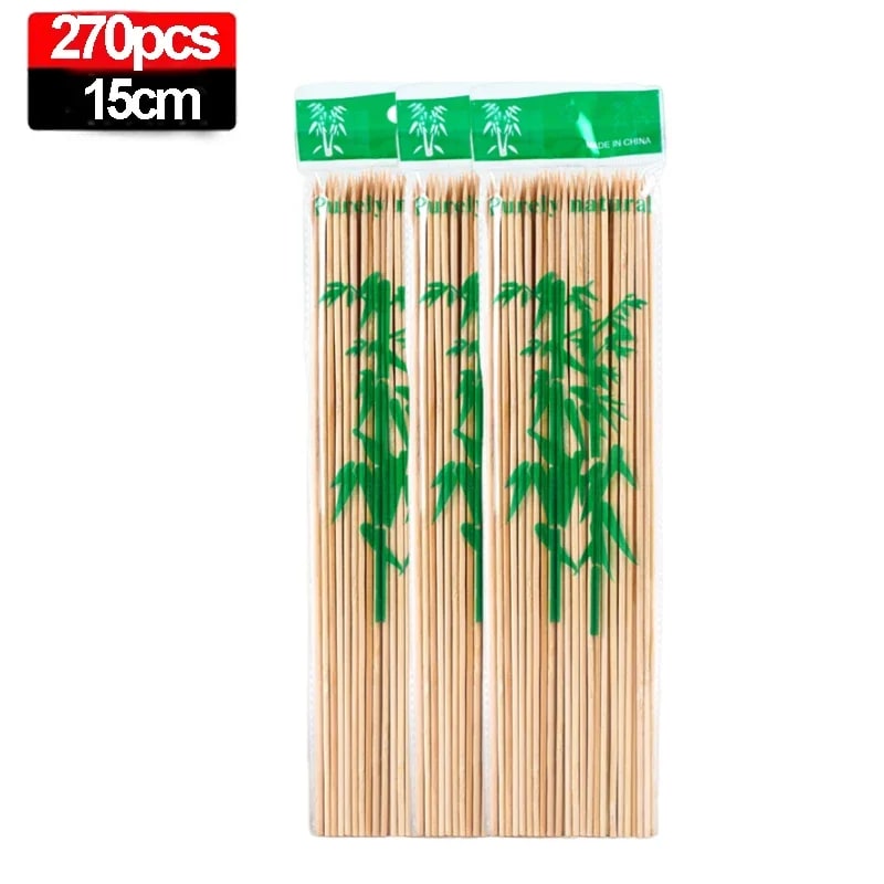 270/90PCS Disposable Food Sticks Bamboo Skewer Stick Wood Long Thick Rattan Stic - 15cm-270pcs
