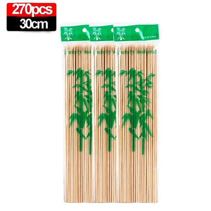 270/90PCS Disposable Food Sticks Bamboo Skewer Stick Wood Long Thick Rattan Stic - 30cm-270pcs