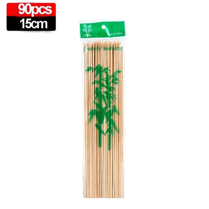 270/90PCS Disposable Food Sticks Bamboo Skewer Stick Wood Long Thick Rattan Stic - 15cm-90pcs