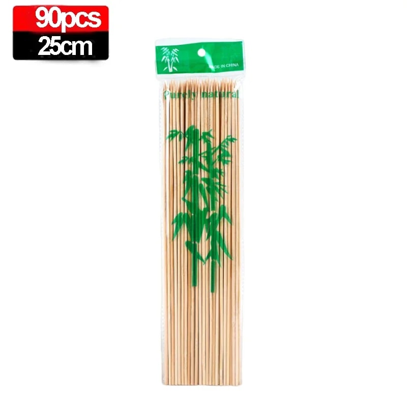 270/90PCS Disposable Food Sticks Bamboo Skewer Stick Wood Long Thick Rattan Stic - 25cm-90pcs