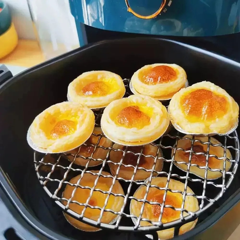 Portable Round Air Fryer Rack Stainless Steel Stackable Grid Grill with Foot Coo