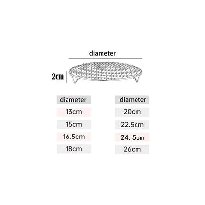 Portable Round Air Fryer Rack Stainless Steel Stackable Grid Grill with Foot Coo