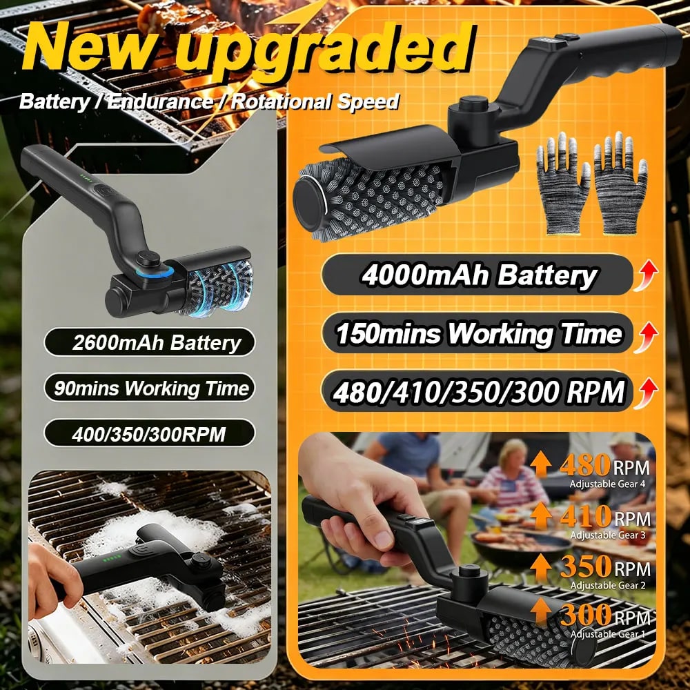 BBQ Grill Brush 3-Speed Settings Electric Grill Brush,180° Adjustable Head,90 Mi