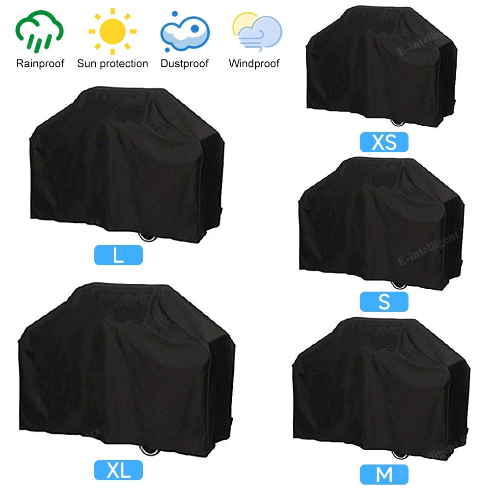 Black Waterproof BBQ Cover Outdoor BBQ Accessories Grill Cover Anti Dust Rain Ga