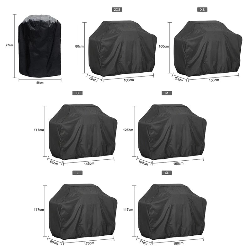 Black Waterproof BBQ Cover Outdoor BBQ Accessories Grill Cover Anti Dust Rain Ga