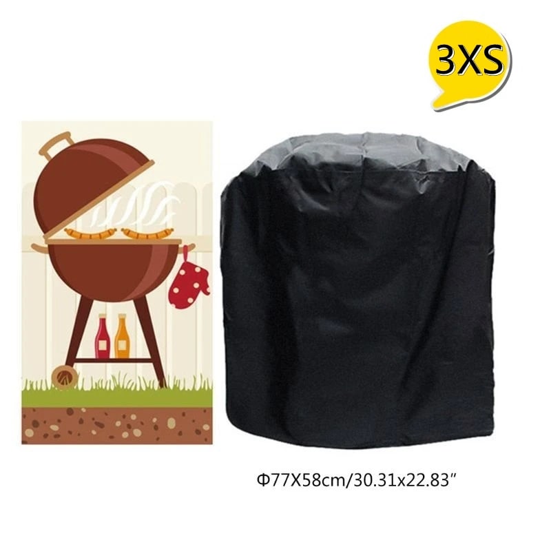 Black Waterproof BBQ Cover Outdoor BBQ Accessories Grill Cover Anti Dust Rain Ga - 3XS