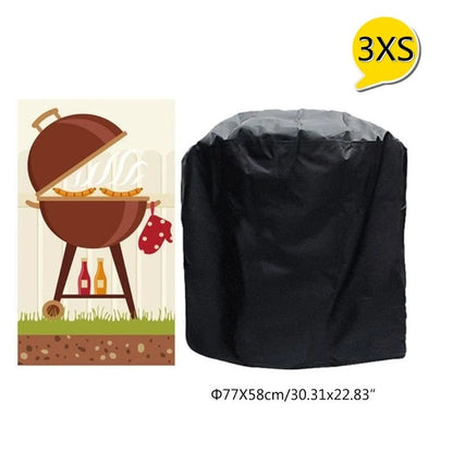 Black Waterproof BBQ Cover Outdoor BBQ Accessories Grill Cover Anti Dust Rain Ga - 3XS
