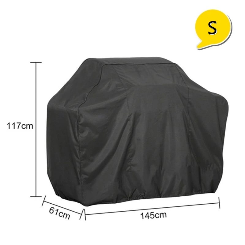 Black Waterproof BBQ Cover Outdoor BBQ Accessories Grill Cover Anti Dust Rain Ga - S
