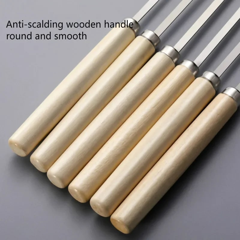 304 Stainless Steel BBQ Skewers with Wooden Handles – 5–10 Pack – product image 4