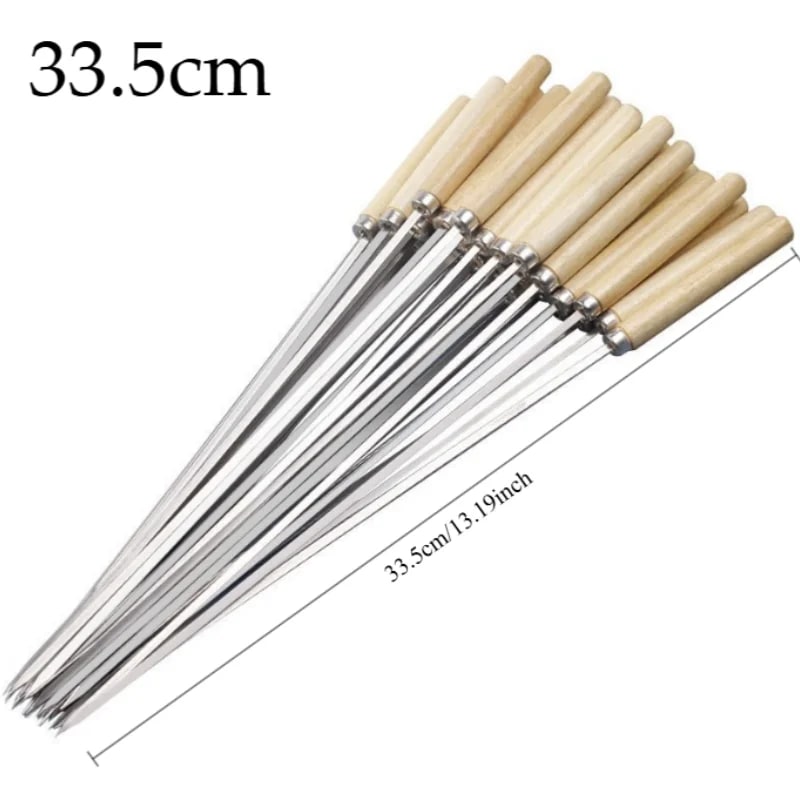 304 Stainless Steel BBQ Skewers with Wooden Handles – 5–10 Pack – product image 5