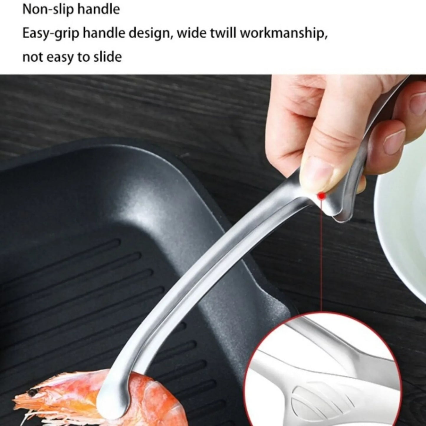 304 Stainless Steel Long-Handle BBQ Tongs with Non-Slip Grip – product image 4